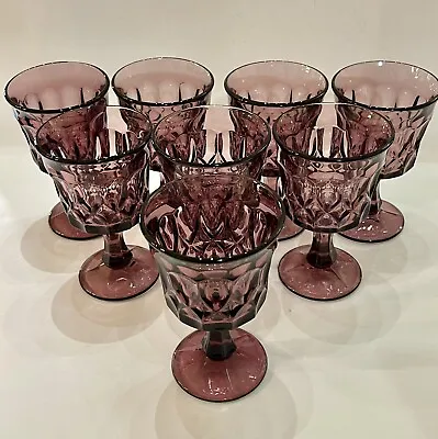 Buy Four (4) VTG Retro Noritake MCM Purple Amethyst Thumbprint 5” Wine Goblet Glass • 40.56£