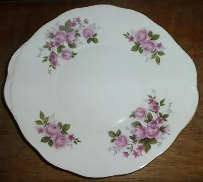 Buy Queen Anne Bone China Pink Rose Floral Scalloped Handled Cake Plate 9-5/8  DR15 • 20.78£