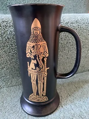 Buy Decorative Tankard. By Sylvac Ware Black With Bronze Colour Knight Markings • 5£