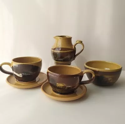 Buy Mochaware Boscastle Pottery Cornwall R. Irving Little Cups/creamer/bowl • 12£