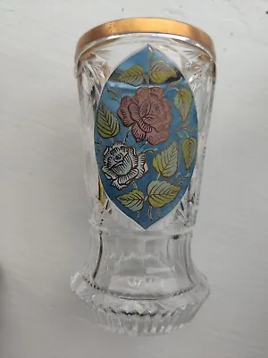 Buy Vintage Czech Bohemian Crystal Glass Hand Painted6x3 Inches • 25.89£