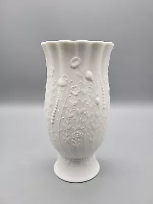 Buy A K Kaiser  West Germany White Fine Porcelain China Bisque Vase Raised Flowers • 42.58£