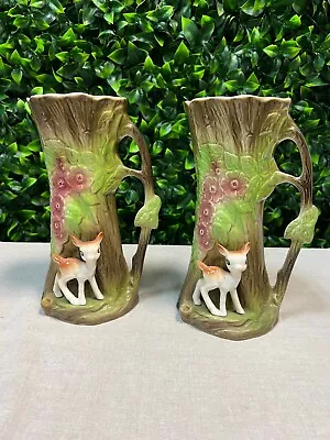 Buy Withernsea Eastgate Vintage Pottery Deer Vases / Jugs Pair Of • 29.99£
