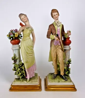 Buy Pair Of Attractive Capodimonte Figures Of Lady & Gentleman - Dresden Lace • 30£