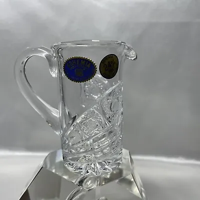Buy NEW BOHEMIA GLASS 24% PbO HAND CUT CRYSTAL PITCHER CZECH REPUBLIC 3 1/2  CREAMER • 14.24£