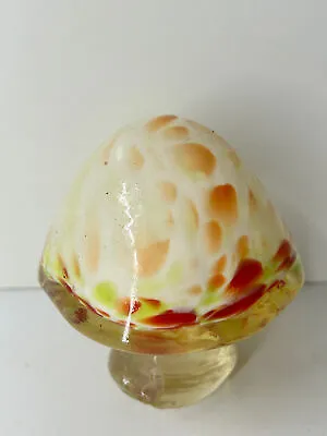 Buy Red And Yellow Diffused Glass Mushroom Ornament/ Paperweight • 26.99£