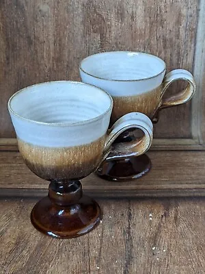 Buy Woburn Pottery -  Vintage English Studio Pottery Goblet Chalice Footed Mug (2) • 12.99£