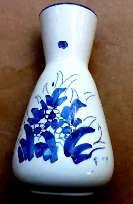 Buy Blue And White Small Pottery Vase  Delft Style Hand Painted • 9.99£
