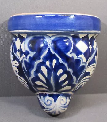 Buy Talavera Pottery Wall Pocket Mexico Blue & White Heavy 5.25  X4.75  Signed Alba • 17.74£