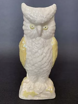 Buy Vtg Belleek Irish Horned Owl Vase Cream Yellow 8.25  Porcelain 1st Gold 7th Mark • 18.29£