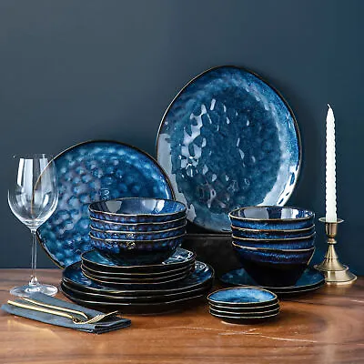 Buy Vancasso Blue Dinner Set 16/24Pc Porcelain Plates Dinnerware Service For 4/8 • 60.99£