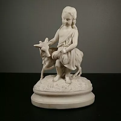 Buy Antique Parian Ware Figurine White Bisque Figure Child Sheep 19th C 18cm Tall • 1£