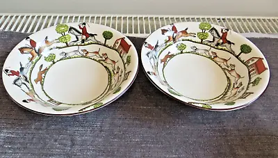 Buy Two Crown Staffordshire 6  Pudding Cereal Bowls Hunting Scenes • 25£