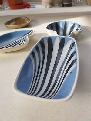 Buy Vintage Hornsea Pottery Slipware Blue, Black & White Dish By John Clappison 50s • 32.99£