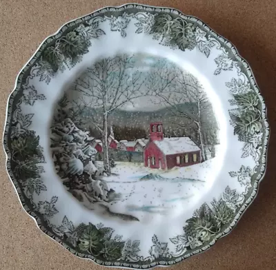 Buy VINTAGE THE FRIENDLY VILLAGE THE SCHOOL HOUSE 10” PLATE By JOHNSON BROS. • 4.99£