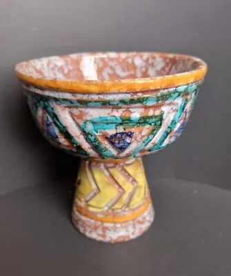 Buy Mid Century Vintage Bitossi- Like Raymor Italian Glazed Compote Bowl Geometric • 80.74£