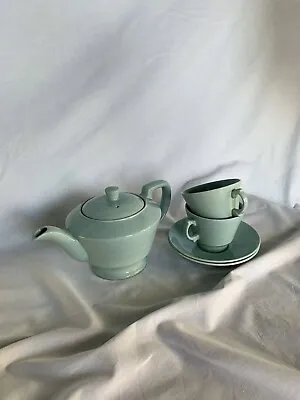 Buy Woods Ware Teapot With 2 Cups And 2 Saucer Iris Blue • 60£
