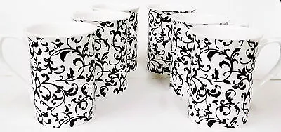 Buy Venetian White Mugs Set 6 Fine Bone China Swirl Castle Cups Hand Decorated In UK • 29.90£