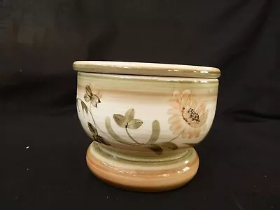 Buy Jersey Pottery Posy Bowl Footed. Leaves Design. With Lid. • 5.99£