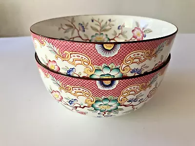 Buy Two Antique Sarreguemines   Minton Pink  Decorative Bowls Rare 6 5/8 “ X  3.25” • 144.77£