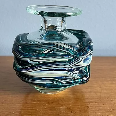 Buy Vintage Michael Harris Mdina Swirl Art Glass Square Vase • 26£