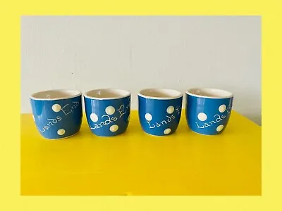 Buy 4 Devon Blueware Sandygate Blue /Polka Dot Domino Egg Cups Cornwall Lands End • 17.22£