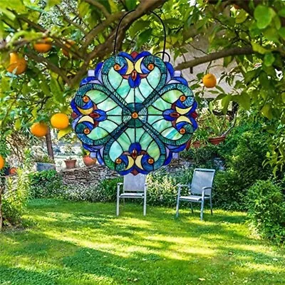 Buy Stained Glass Window Panel Sun Catcher Hanging Garden Colorful Decor • 31.69£