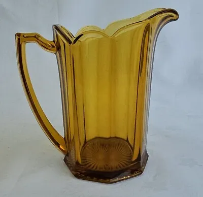 Buy Amber Glass Jug Vase With Handle Retro 60s 70s Vintage  • 18.50£