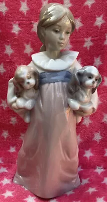Buy Lladro Figurine #6419 Arms Full Of Love Girl Holding Dogs A/F • 35£