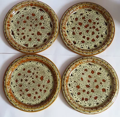 Buy 4 X Vintage Fosters Studio Pottery Honeycomb Dinner Plates 25cm Diameter • 44.99£