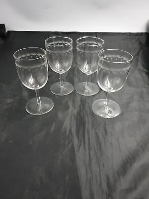 Buy Edwardian Victorian Stemmed Fine Glass Port Sherry Wine Glasses Scrolls 4pc Set • 19.99£