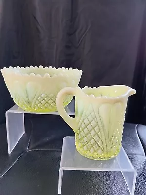 Buy Davidson Yellow Pearline Glass 'William And Mary' Jug And Bowl C1905 Antique  • 100£