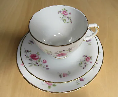 Buy Vintage 1950s HM Sutherland Bone China Trio - Cup, Saucer & Plate - Rose Pattern • 10£