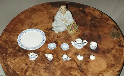 Buy Miniature Ceramic Tea Set Dolls House & Chinese Figurine Glazed Hand Painted • 29£
