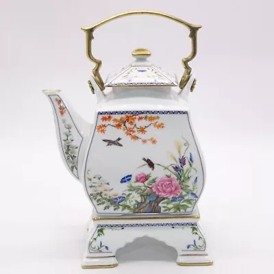 Buy Franklin Mint Porcelain Japanese Teapot And Stand Birds And Flowers 1986 • 29.99£
