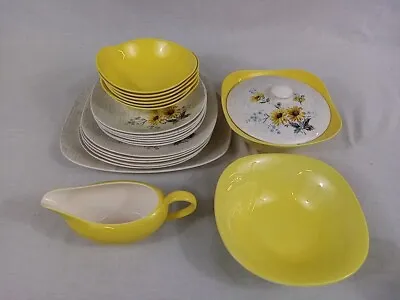 Buy J&G Meakins Dinner Set Yellow Sunflower Plates Bowls Gravy Boat Tureen Platter • 20£