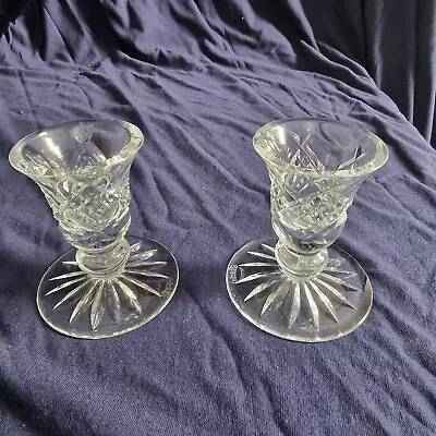 Buy Pair Waterford Candlesticks Candle Holders Cut Crystal Nocturne Squat Pair Irish • 25£