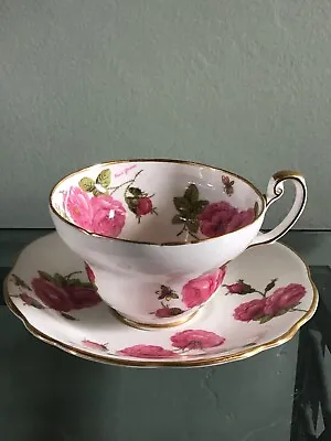Buy Foley Tea Cup And Saucer Set With Pink Roses, Century Rose Pattern, Vintage Bone • 16.13£