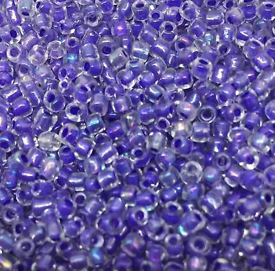 Buy 4mm Transparent Rainbow (AB) & Lustred Glass Seed Beads (size 6/0) 50g Pack • 2.69£