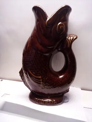 Buy Bermuda Dartmouth Devon Pottery  Gluggle   Fish Jug  Vase Vintage 24 Cm Brown • 22£