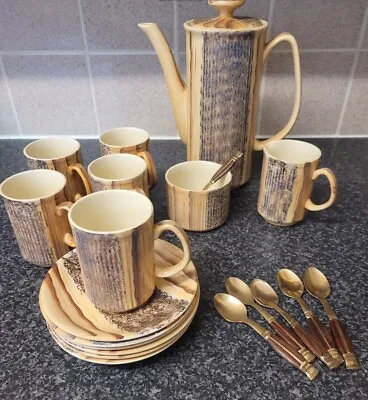 Buy Vintage Price Kensington Pottery Phoenician Wood Effect Coffee Set • 40£