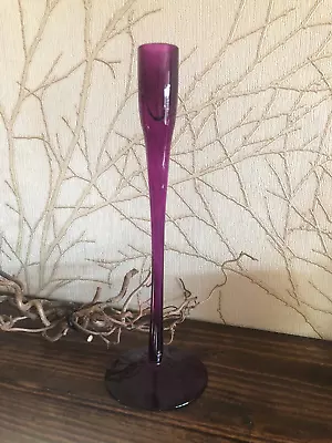Buy Unusual Purple Tall Glass Candlestick - Candle Holder - Handmade • 18£