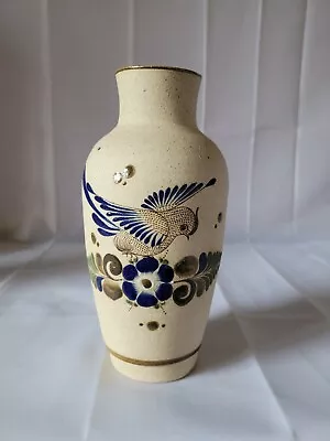 Buy Tonala Mexican Pottery Vase Handpainted Bird And Flowers • 18.97£