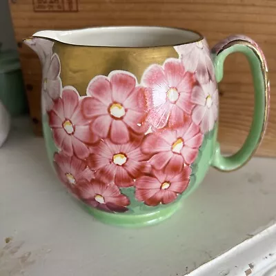 Buy Art Deco Gray’s Pottery Jug Hand Painted Pink Blossom With Gold Detail • 55£