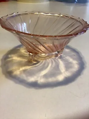 Buy Vintage Elegant Pink Depression Glass Footed Swirl Dish Bowl Compote • 11.53£