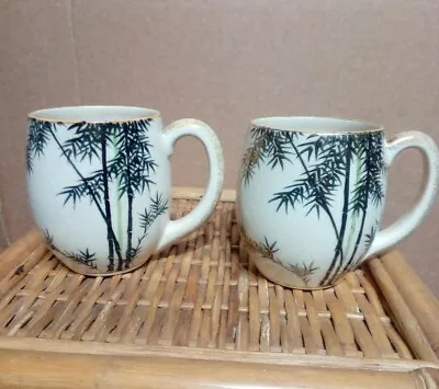 Buy Pair Antique Japanese Pottery Mugs. Meiji Art Deco Tankards. Signed • 32.50£