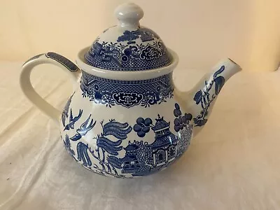 Buy Churchill- 'Willow' Teapot- Vintage Blue & White Pottery • 15£