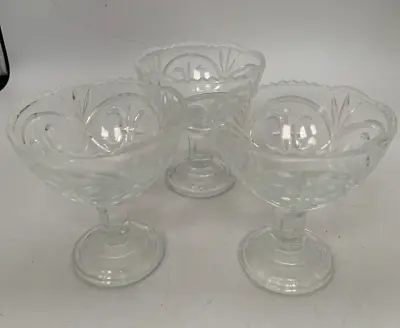 Buy Set Of 3 Vintage Glass Dessert/Pudding/Sundae Bowls #GA 5161 #GL • 3.21£