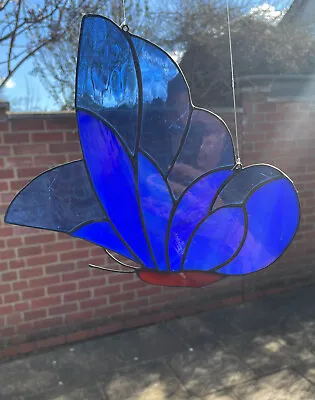 Buy Quality Stained Glass Large Butterfly Sun Catcher  Window Decoration Leaded Blue • 35£
