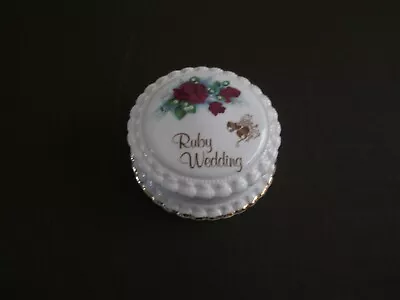 Buy Fine Bone China Trinket Dish Made In England Ruby Wedding - Polly-anna • 5.99£